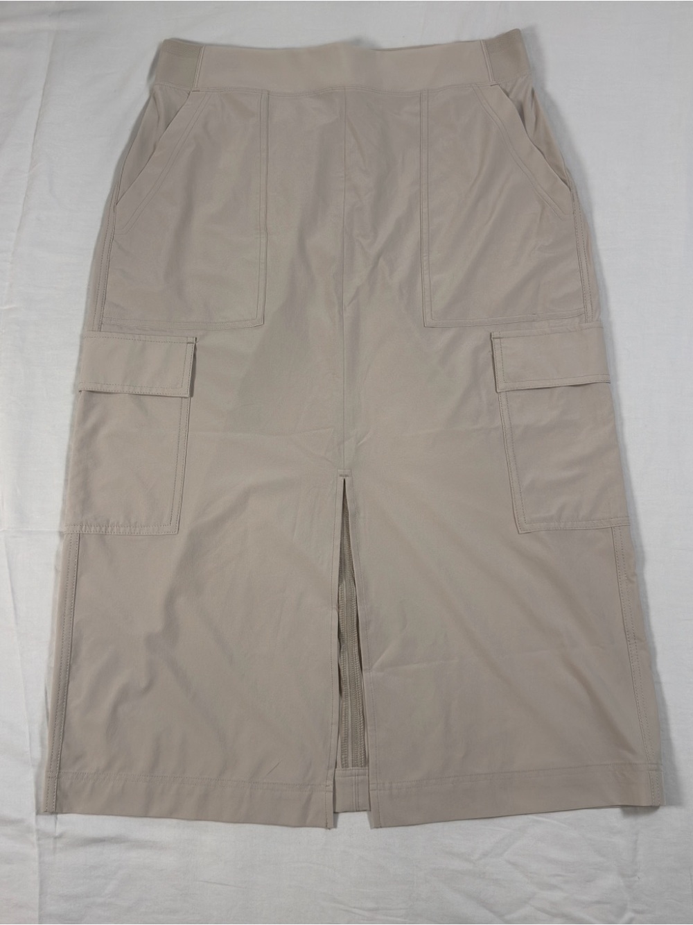 Athleta Beige Cargo Midi Skirt with Front Slit